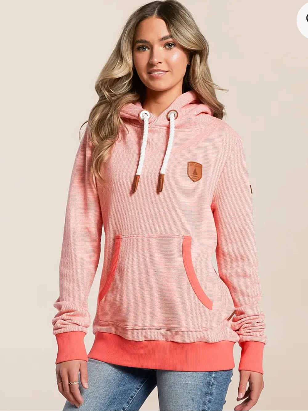 Women’s Pink Hooded Pullover Sweatshirt Wanakome